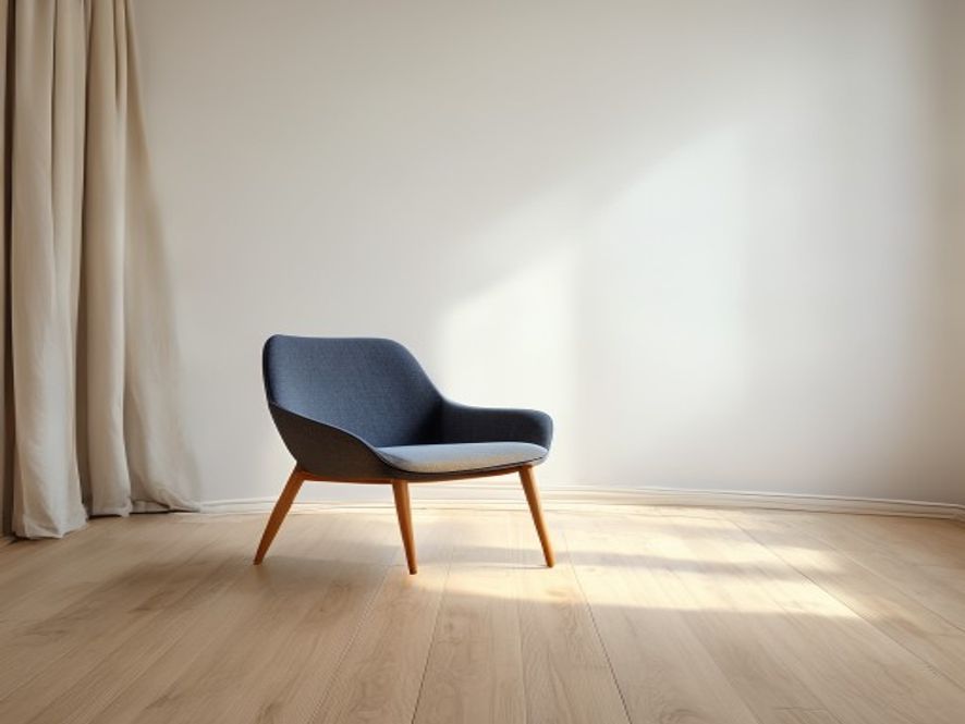 Minimalist interior with chair and soft lighting