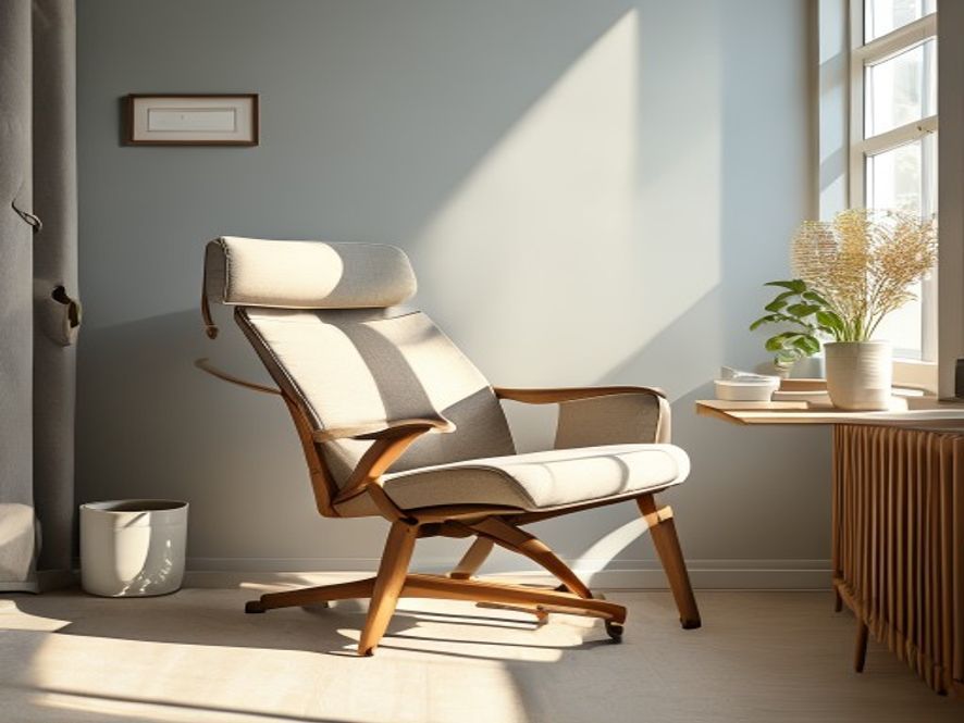 Wooden chair and minimalist interior space